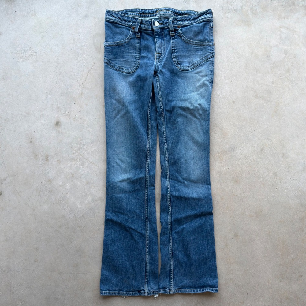 Hudson Womens Low Rise Bootcut Jeans Medium Wash Distressed Blue Denim 31x31